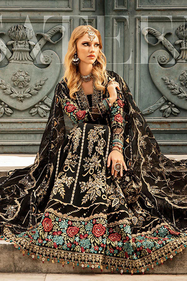 Maria.B Unstitched Embroidered Cotton Satin Suit D6