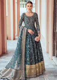 Maria.B Unstitched Embroidered Cotton Satin Suit D10
