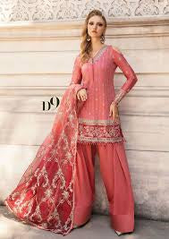 Maria.B Unstitched Embroidered Cotton Satin Suit D9