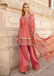 Maria.B Unstitched Embroidered Cotton Satin Suit D9