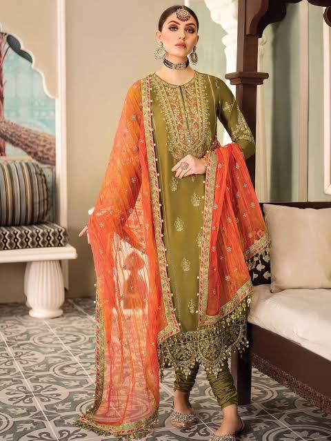 Maria.B Unstitched Embroidered Cotton Satin Suit D7